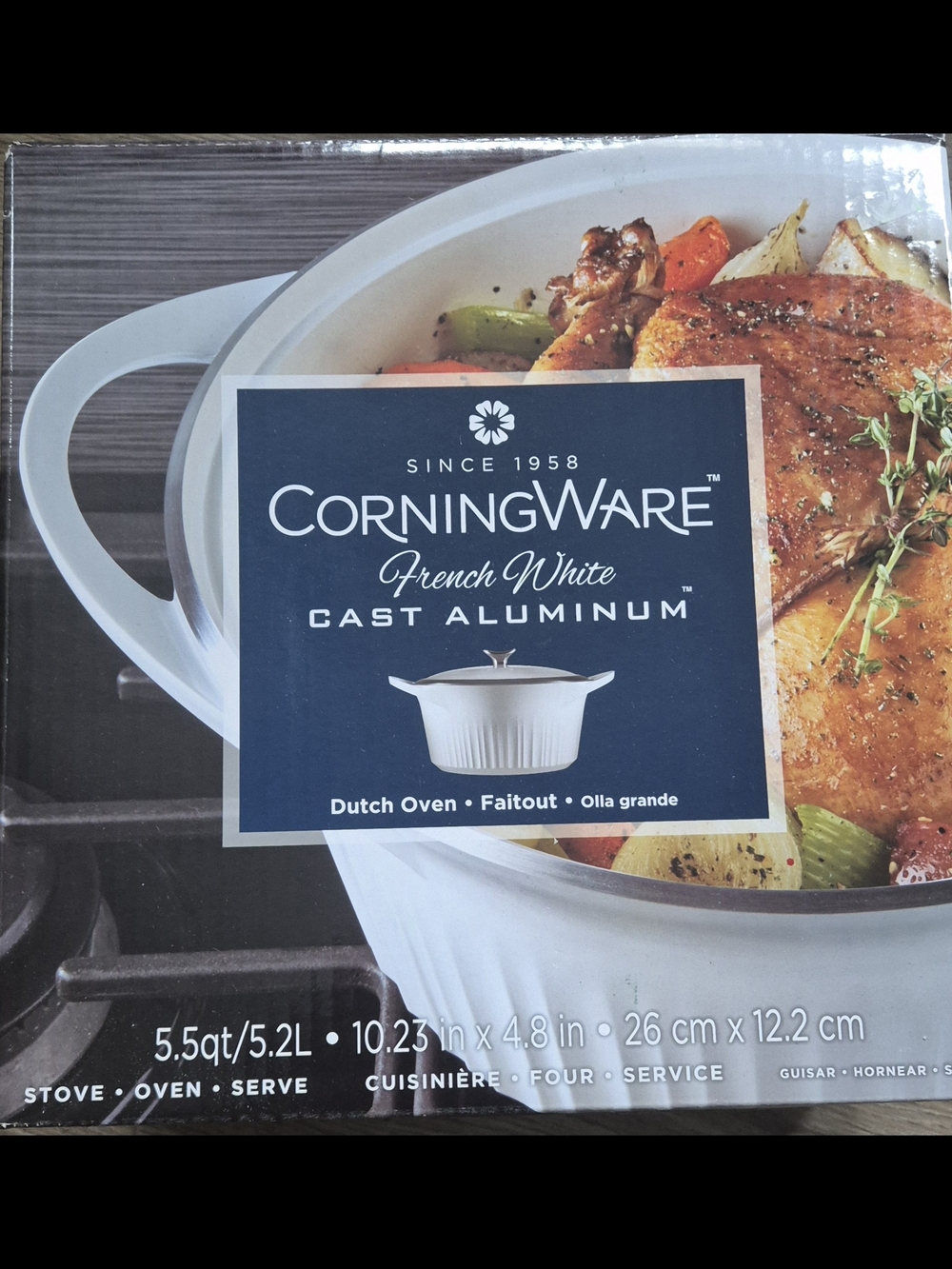 CorningWare French White Cast Aluminum Dutch Oven - White
